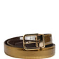 Dolce & Gabbana Men Gold Classic Leather Metal Buckle Belt