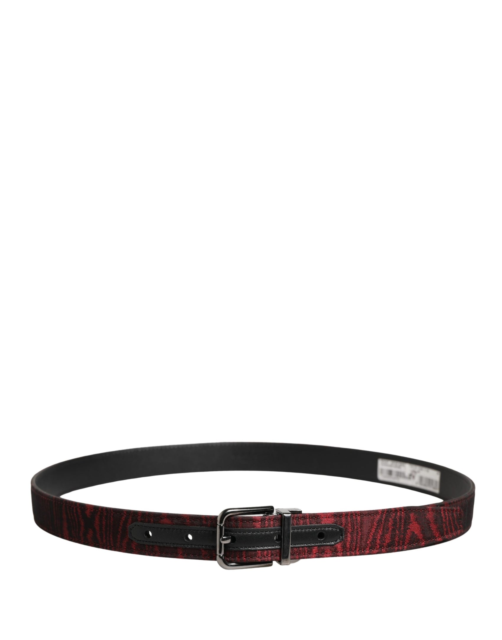 Dolce & Gabbana Men Red Jacquard Acetate Metal Buckle Belt