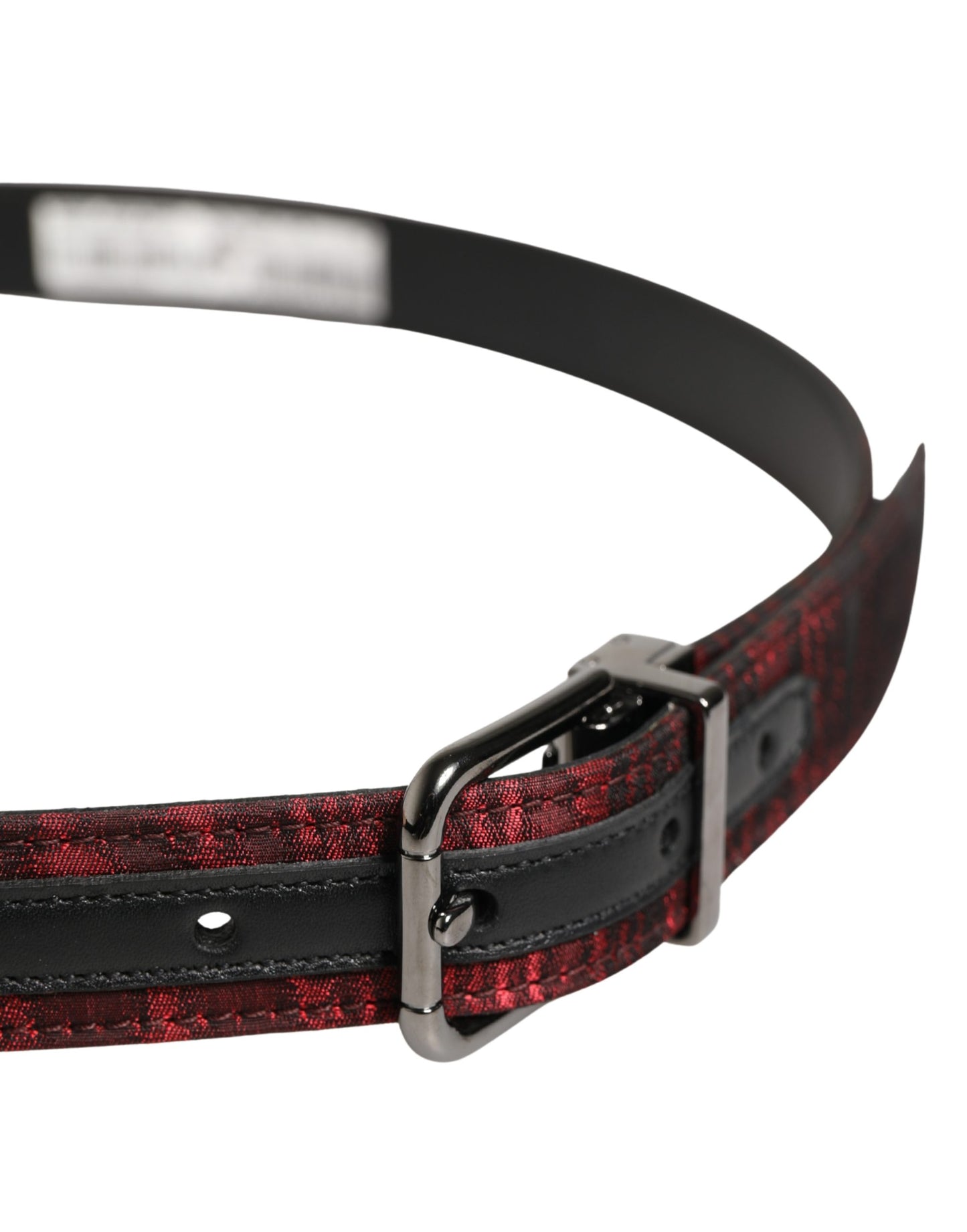 Dolce & Gabbana Men Red Jacquard Acetate Metal Buckle Belt