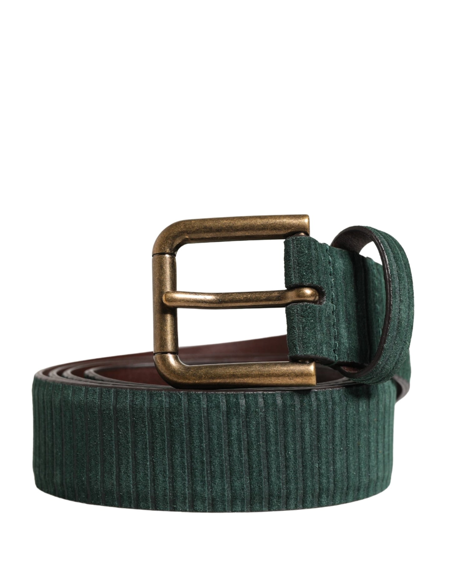 Dolce & Gabbana Men Green Velvet Leather Metal Buckle Belt