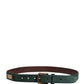 Dolce & Gabbana Men Green Velvet Leather Metal Buckle Belt