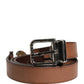 Dolce & Gabbana Men Brown Classic Leather Metal Buckle Belt