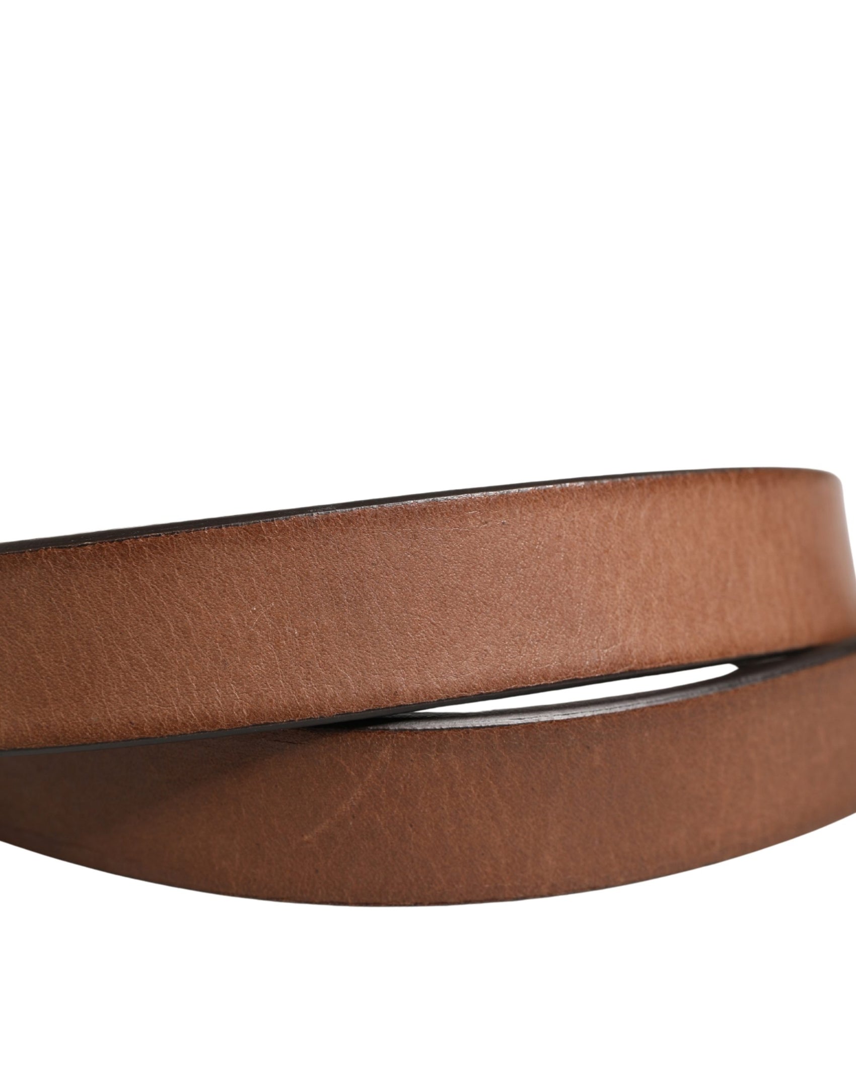 Dolce & Gabbana Men Brown Classic Leather Metal Buckle Belt