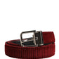 Dolce & Gabbana Men Red Velvet Leather Metal Buckle Belt