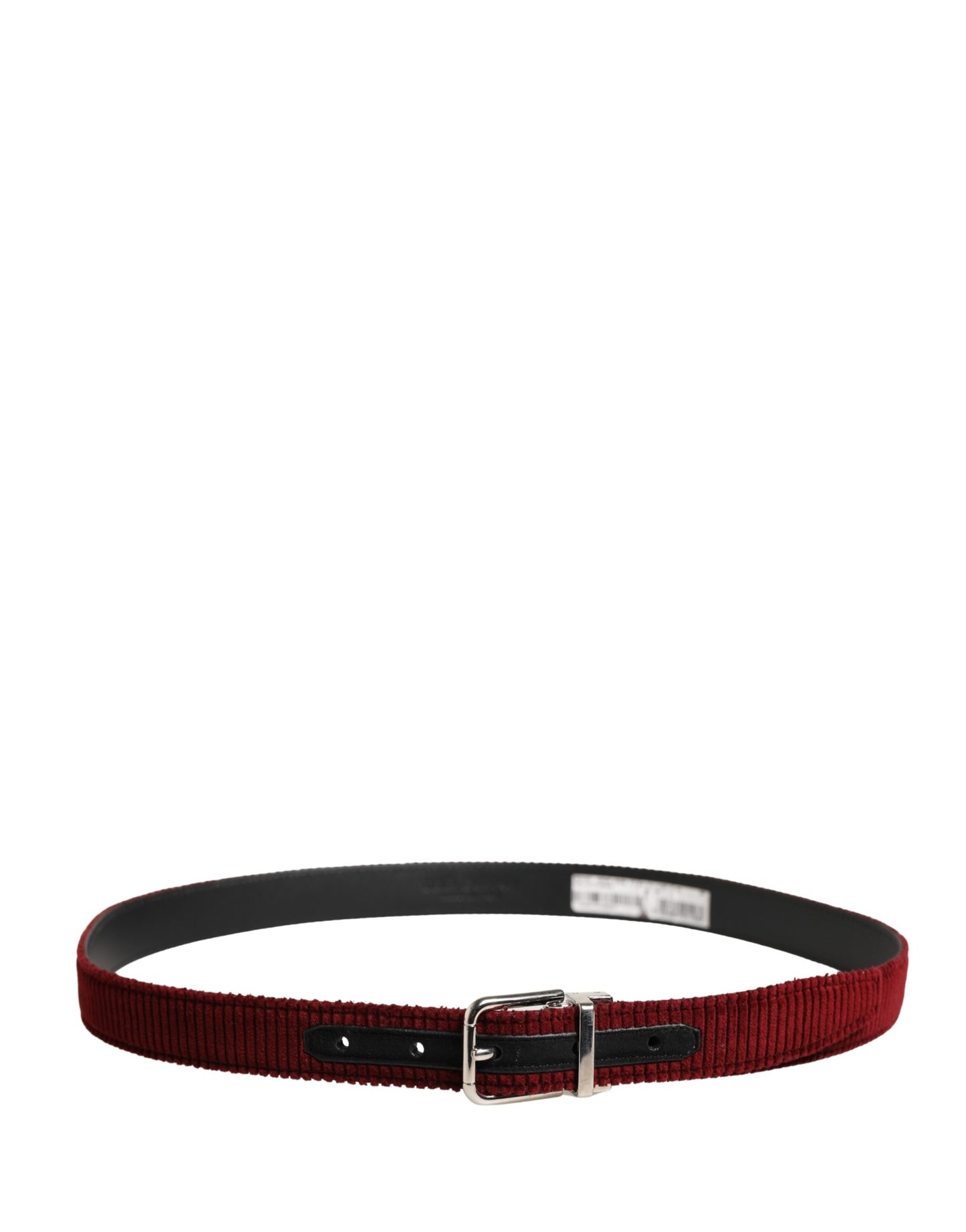 Dolce & Gabbana Men Red Velvet Leather Metal Buckle Belt