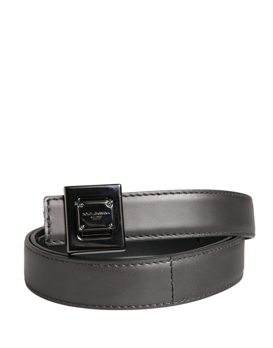 Dolce & Gabbana Men Silver Classic Leather Square Buckle Belt