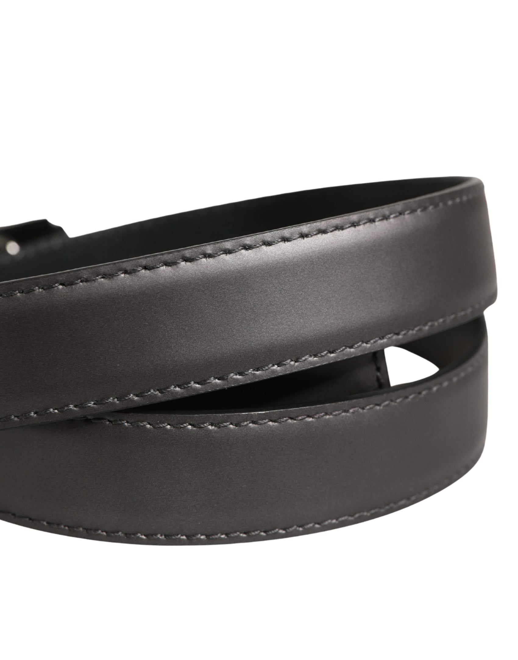 Dolce & Gabbana Men Silver Classic Leather Square Buckle Belt