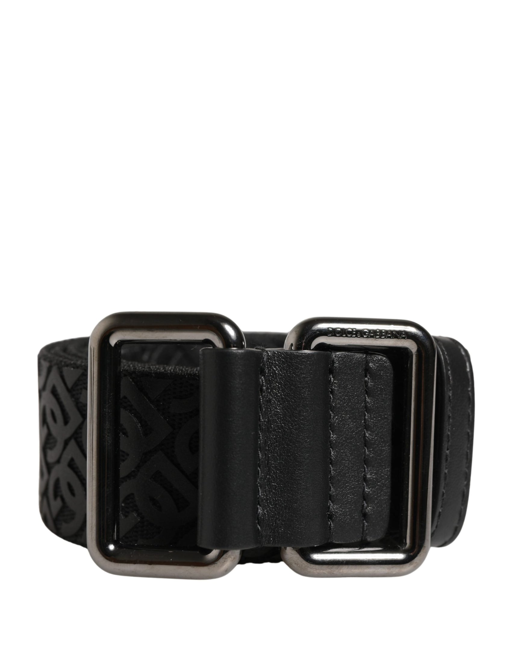 Dolce & Gabbana Men Black DG Logo Polyester Metal Buckle Belt
