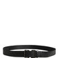 Dolce & Gabbana Men Black DG Logo Polyester Metal Buckle Belt