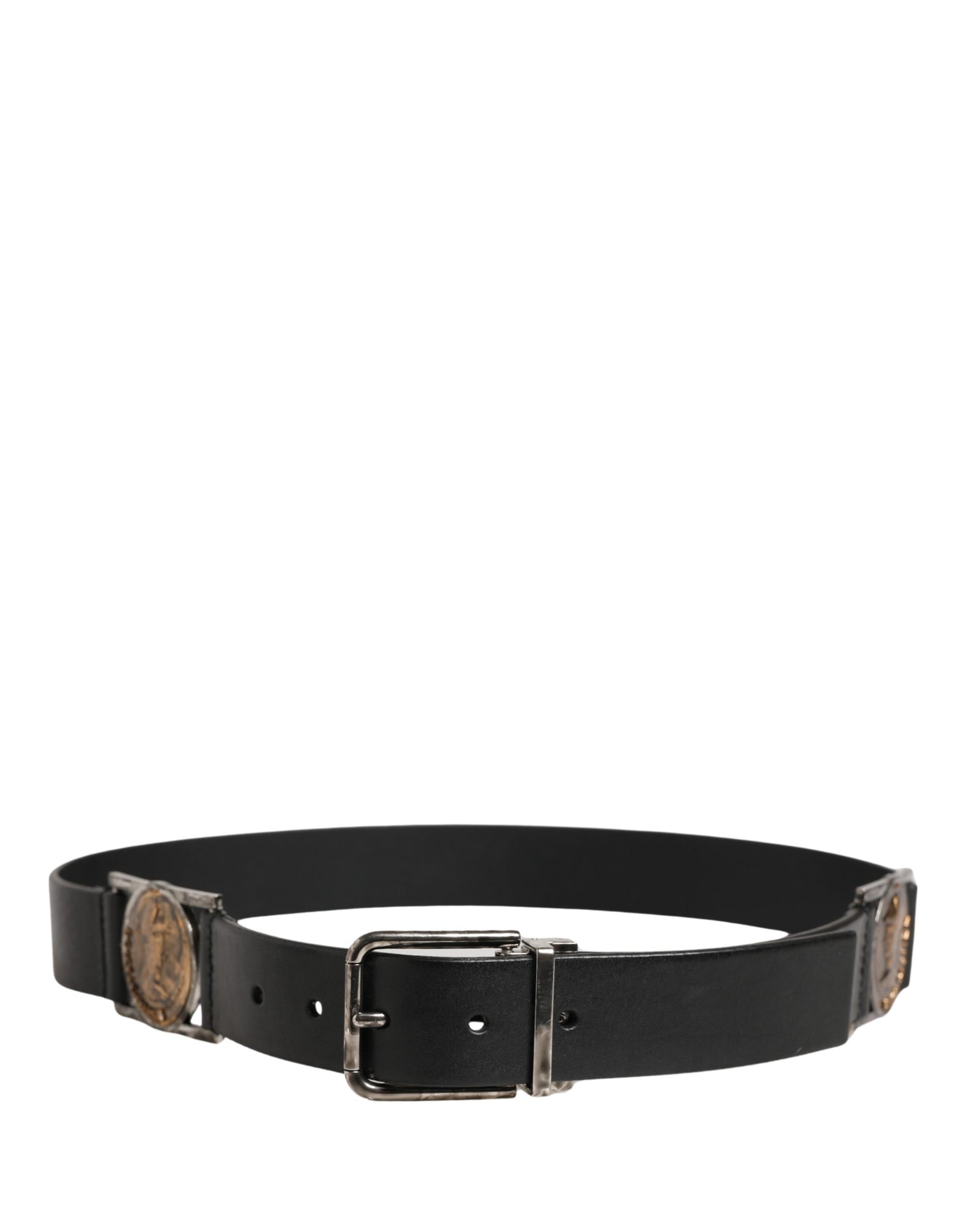 Dolce & Gabbana Men Black Classic Leather Metal Buckle Belt