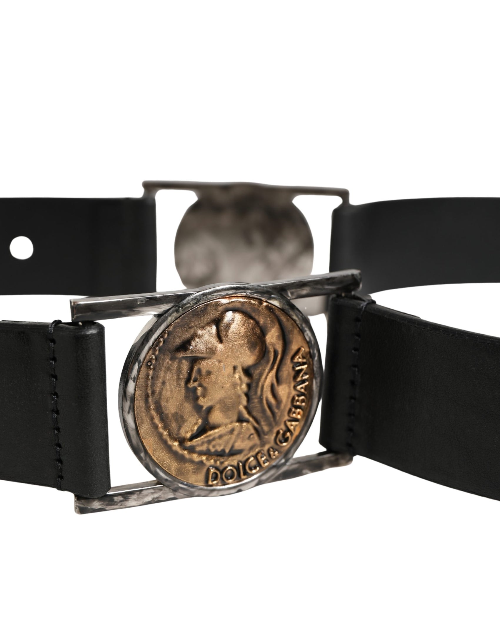 Dolce & Gabbana Men Black Classic Leather Metal Buckle Belt