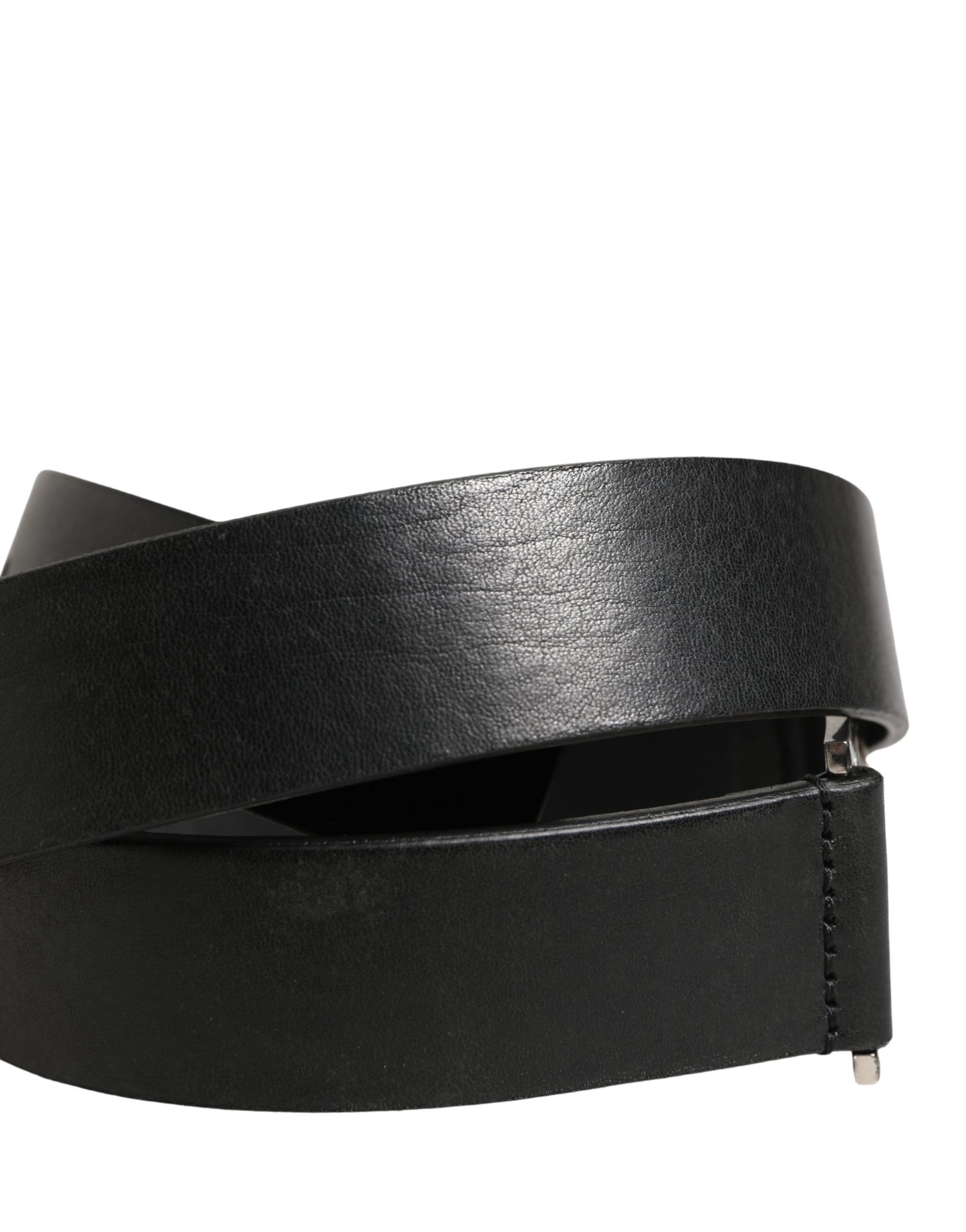 Dolce & Gabbana Men Black Classic Leather Metal Buckle Belt