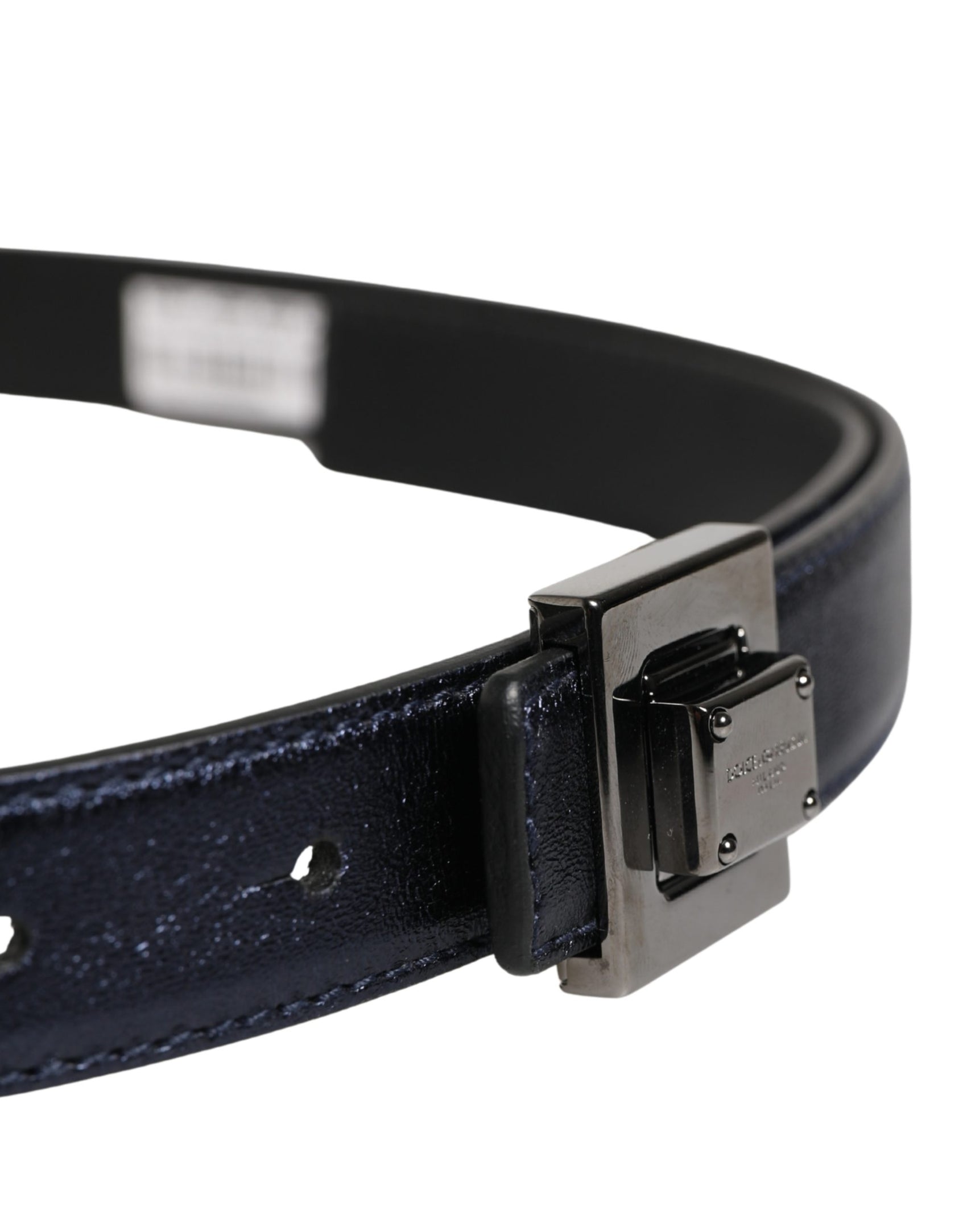 Dolce & Gabbana Men Black Classic Leather Square Buckle Belt