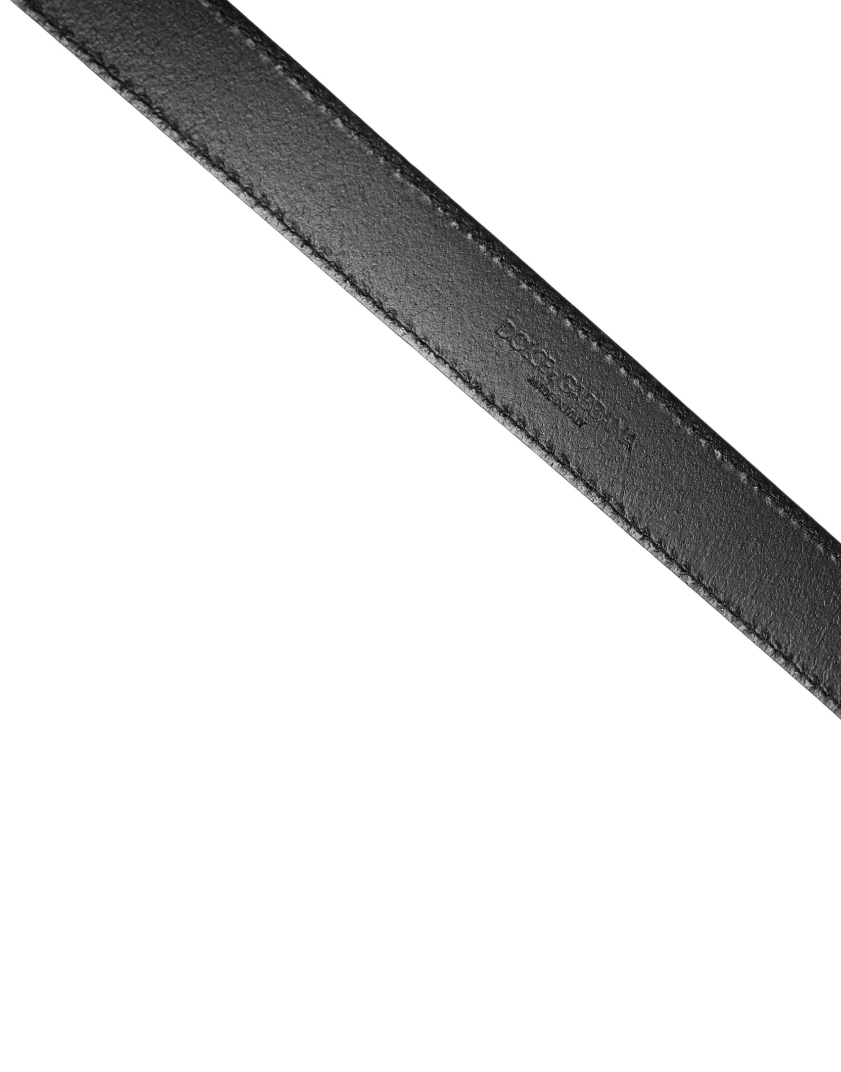 Dolce & Gabbana Men Black Classic Leather Square Buckle Belt