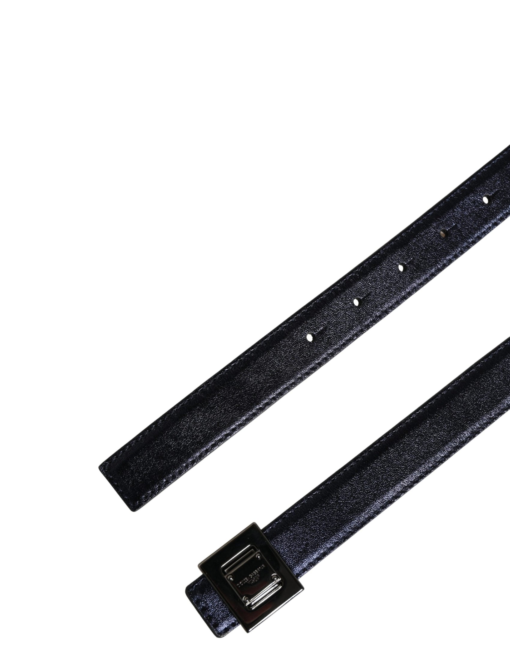 Dolce & Gabbana Men Black Classic Leather Square Buckle Belt