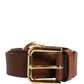Dolce & Gabbana Men Brown Classic Leather Metal Buckle Belt