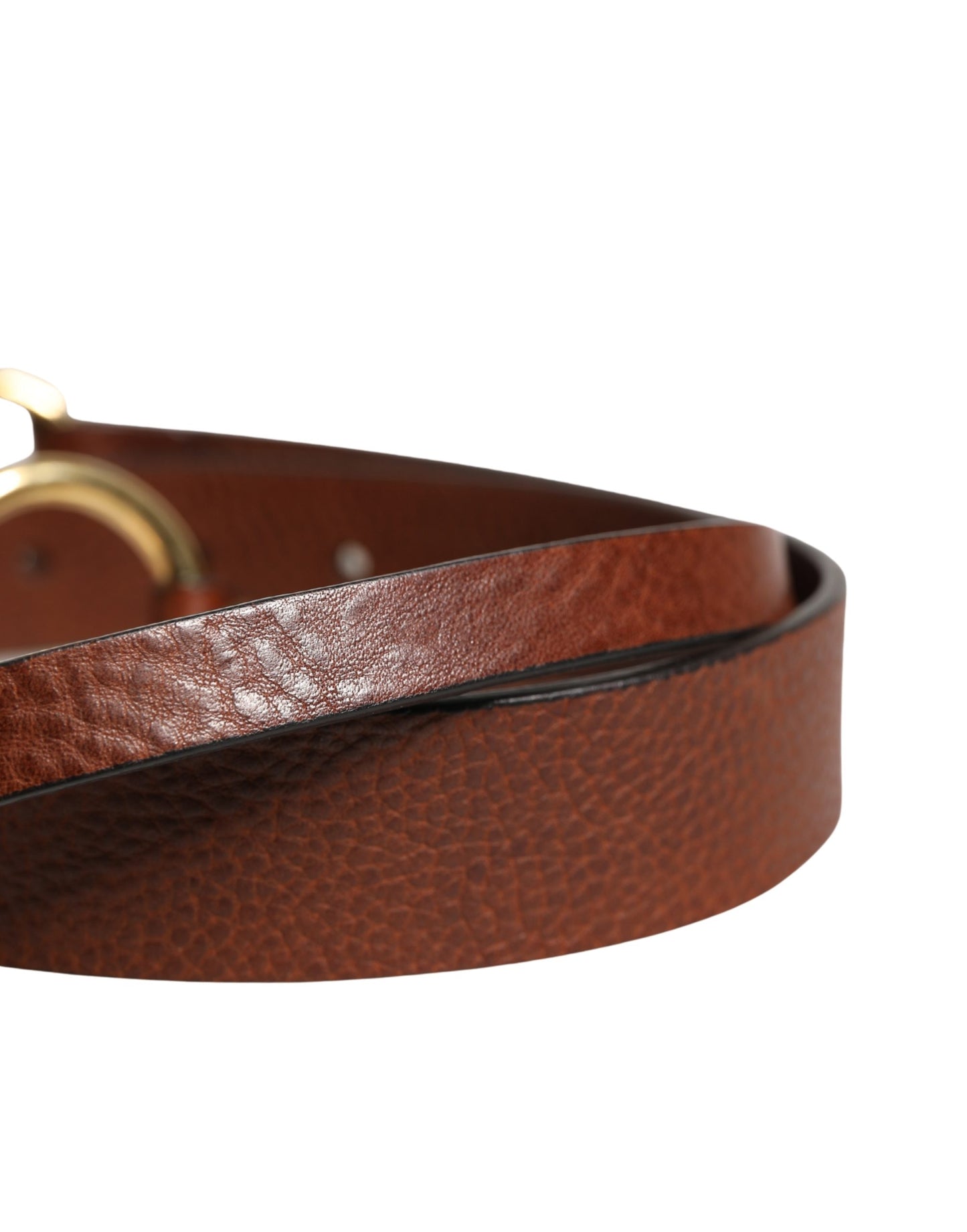 Dolce & Gabbana Men Brown Classic Leather Metal Buckle Belt