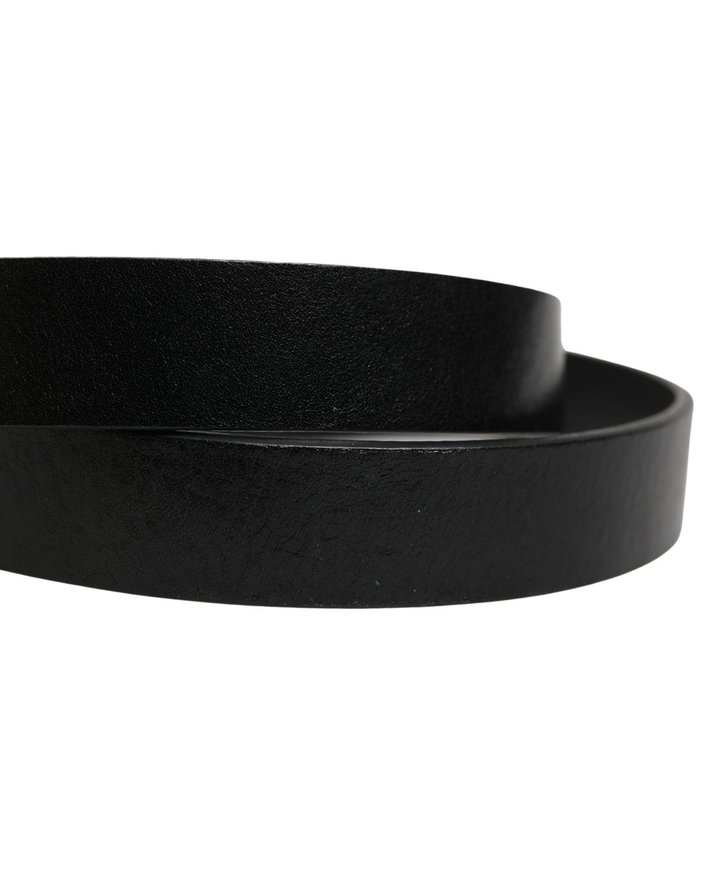 Dolce & Gabbana Men Black Classic Leather Logo Buckle Belt