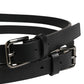 Dolce & Gabbana Black Double Strap Leather Silver Buckle Belt