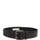 Dolce & Gabbana Men Black Classic Leather Metal Buckle Belt