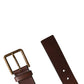 Dolce & Gabbana Men Brown Classic Leather Metal Buckle Belt