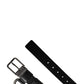 Dolce & Gabbana Black Calf Leather Silver Metal Buckle Belt