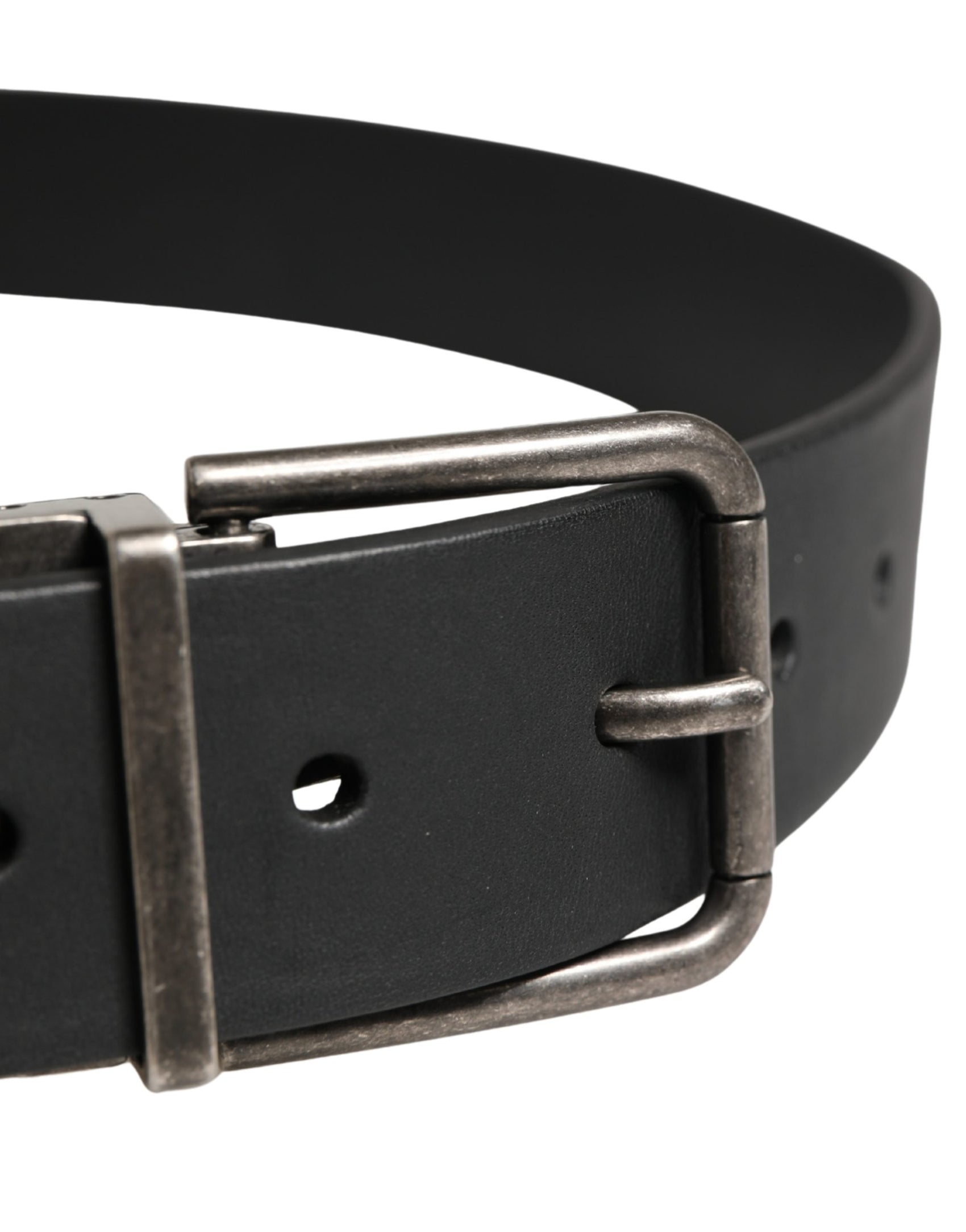 Dolce & Gabbana Men Black Classic Leather Metal Buckle Belt