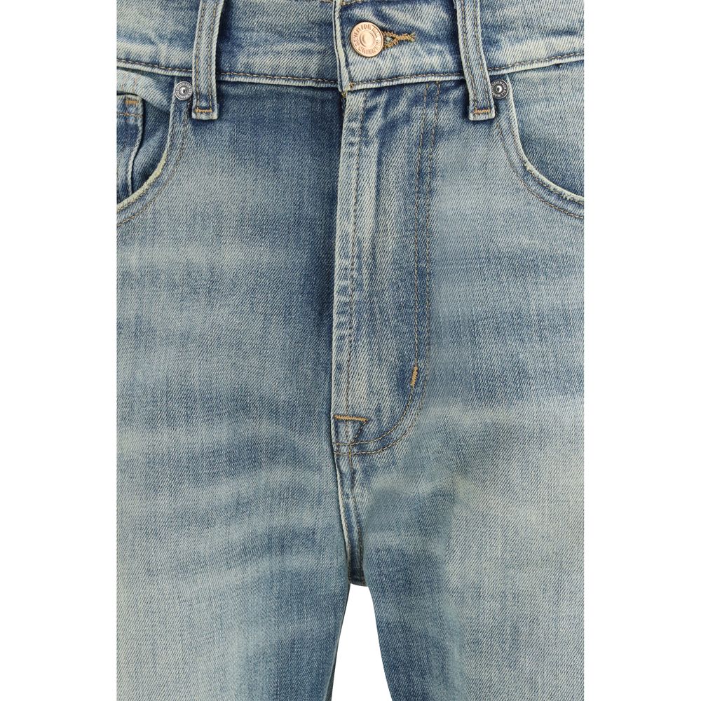 7FOR Blue Cotton Relaxed Fit Jeans