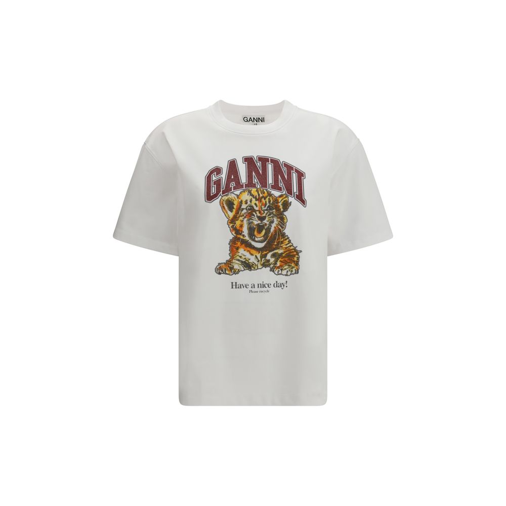 Ganni White Cotton T-Shirt