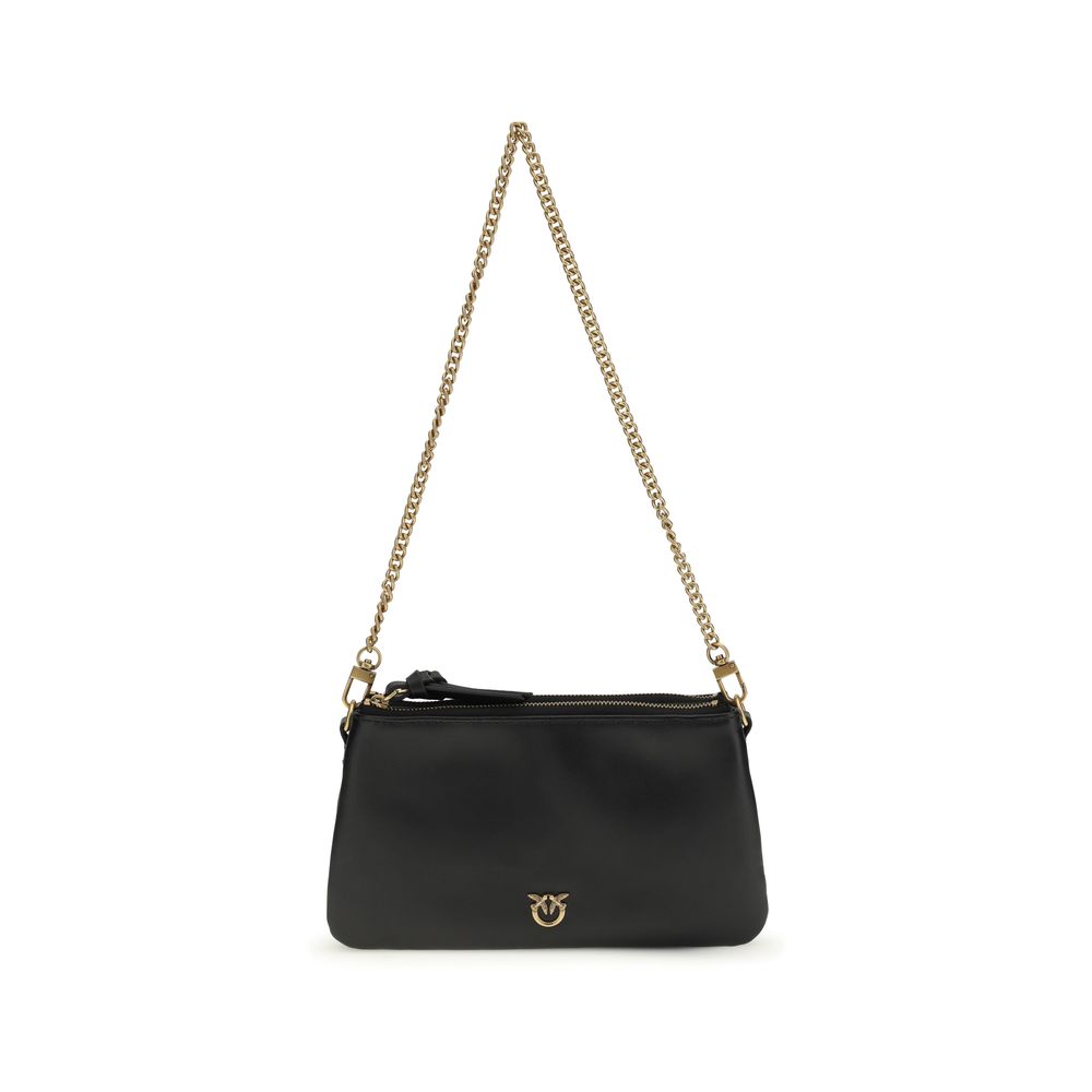 PINKO Black Calf Leather Bos Taurus Shoulder Bag