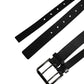 Dolce & Gabbana Black Double Strap Leather Silver Buckle Belt