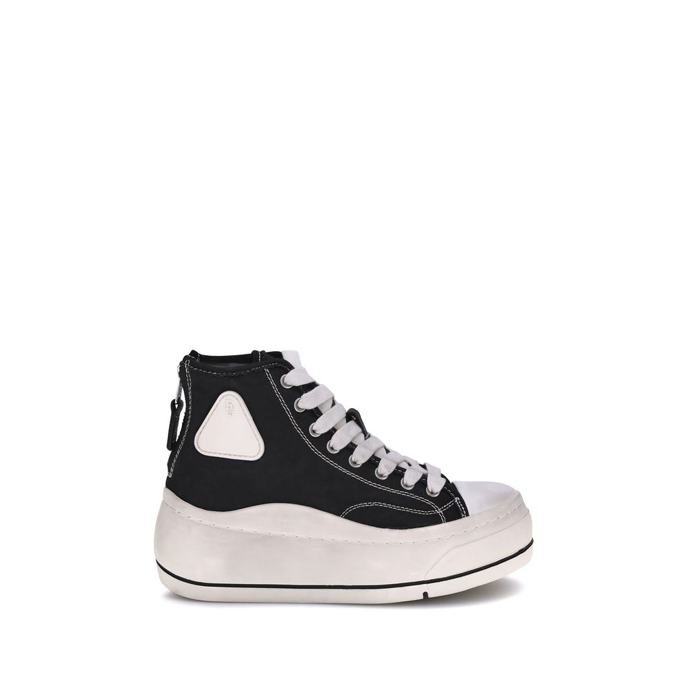 R13 Black Cotton High Top Sneakers