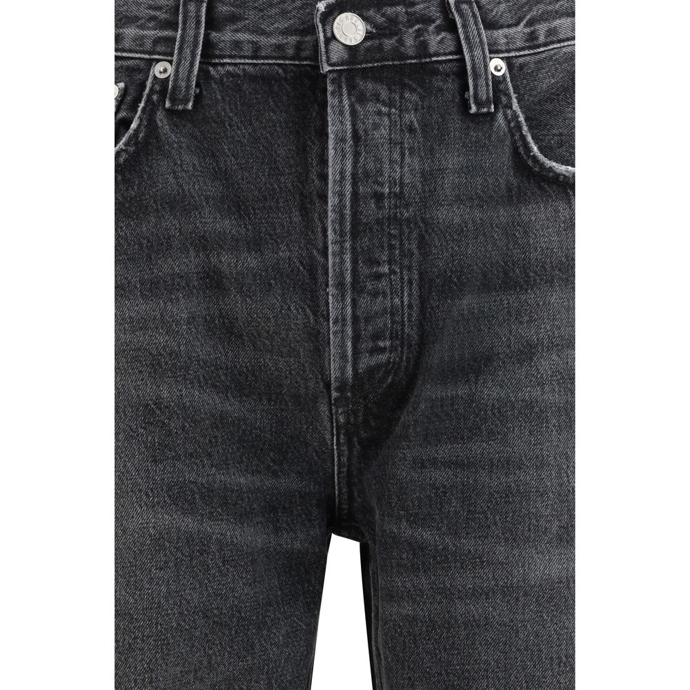 Agolde Black Cotton Straight-Leg Jeans
