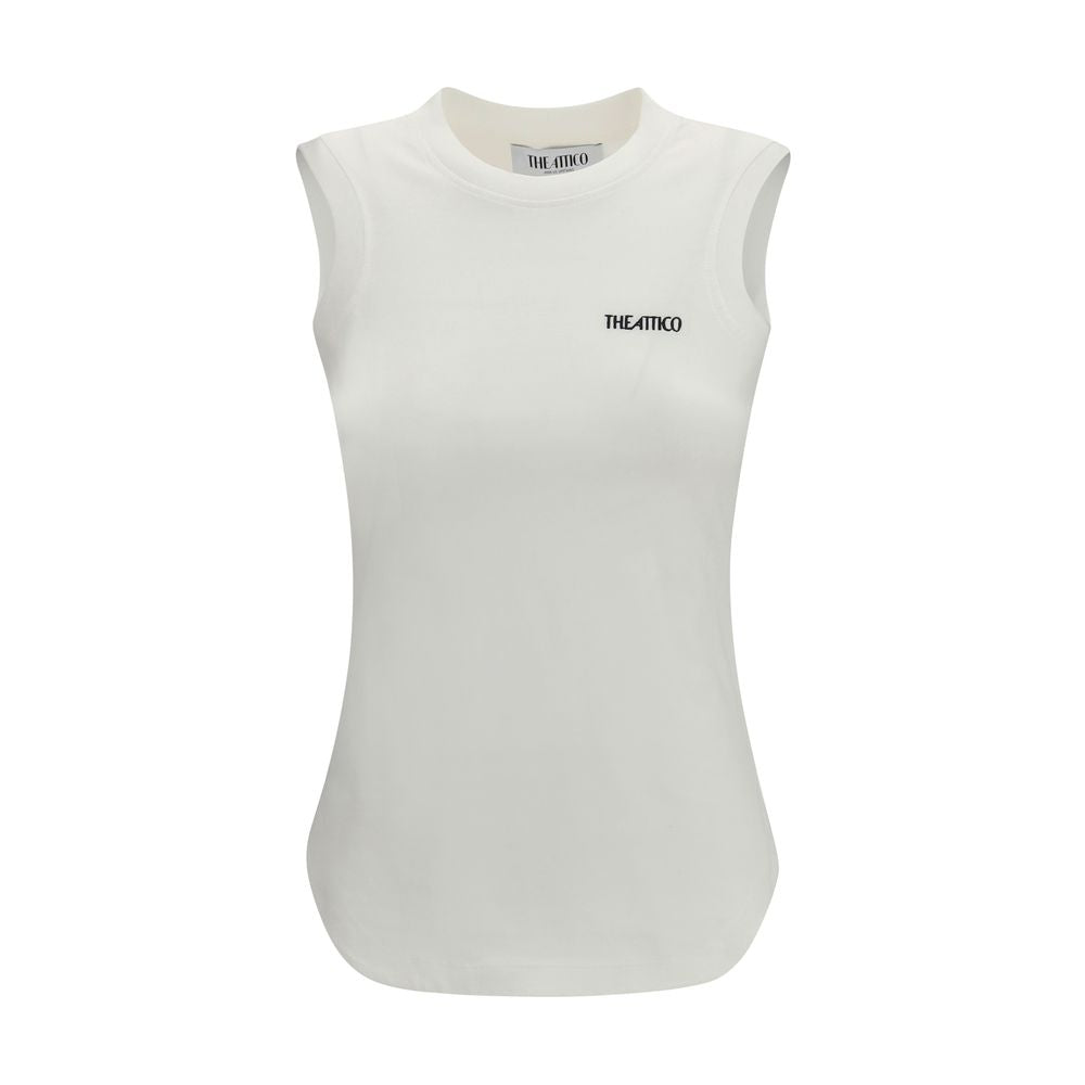 The Attico White Cotton Sleeveles T-Shirt