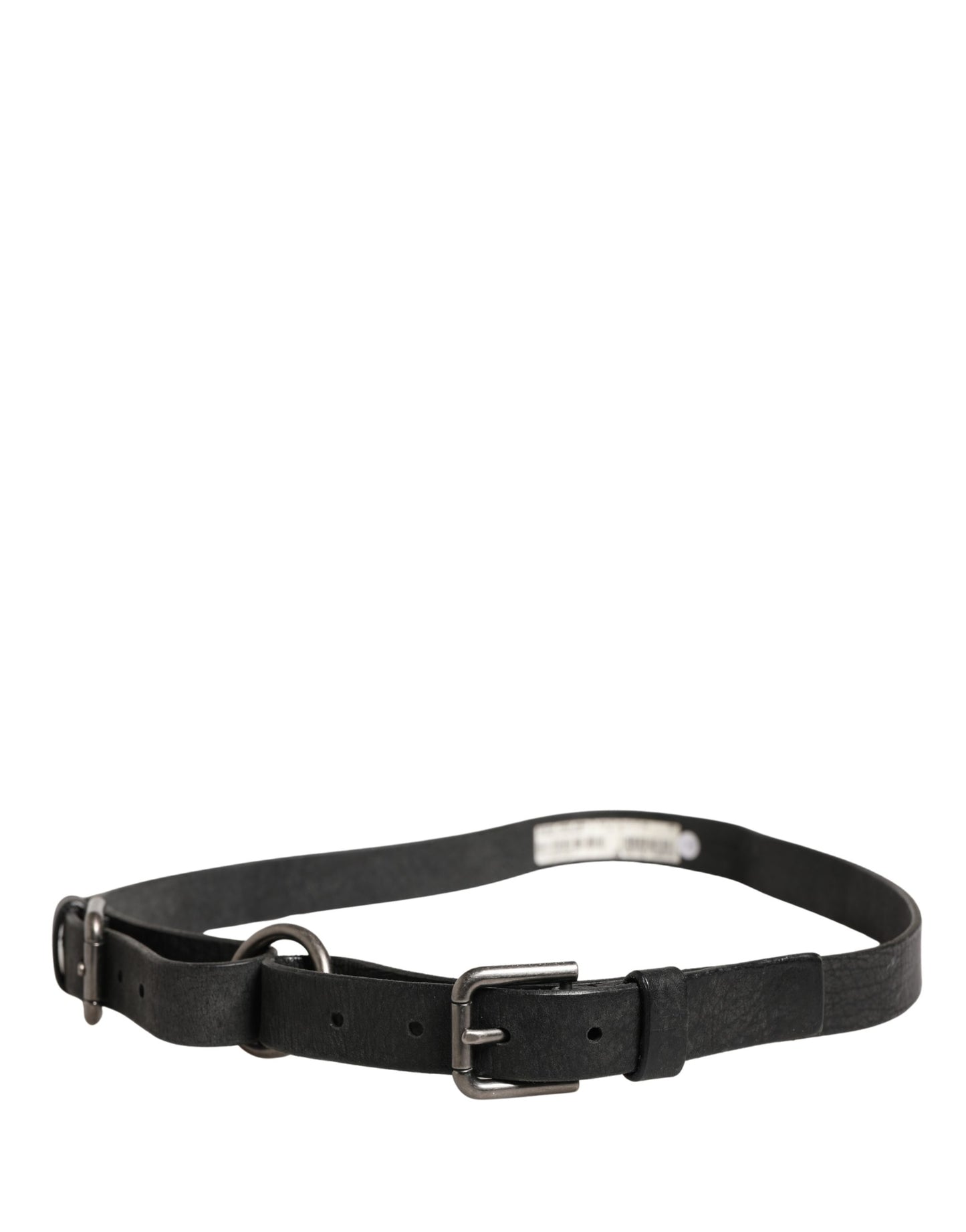 Dolce & Gabbana Men Black Calfskin Leather Metal Buckle Belt