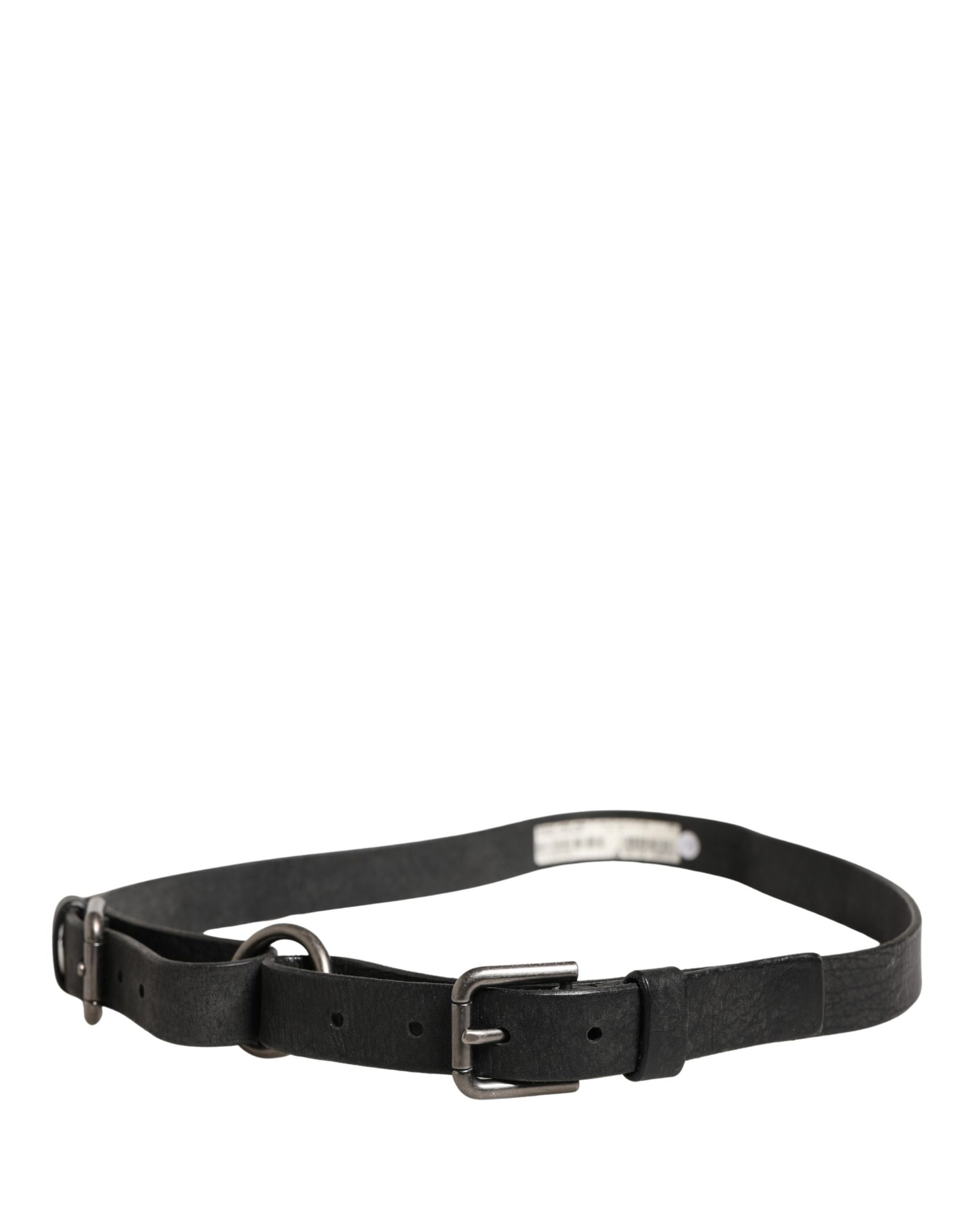 Dolce & Gabbana Men Black Calfskin Leather Metal Buckle Belt