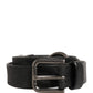 Dolce & Gabbana Men Black Calfskin Leather Metal Buckle Belt