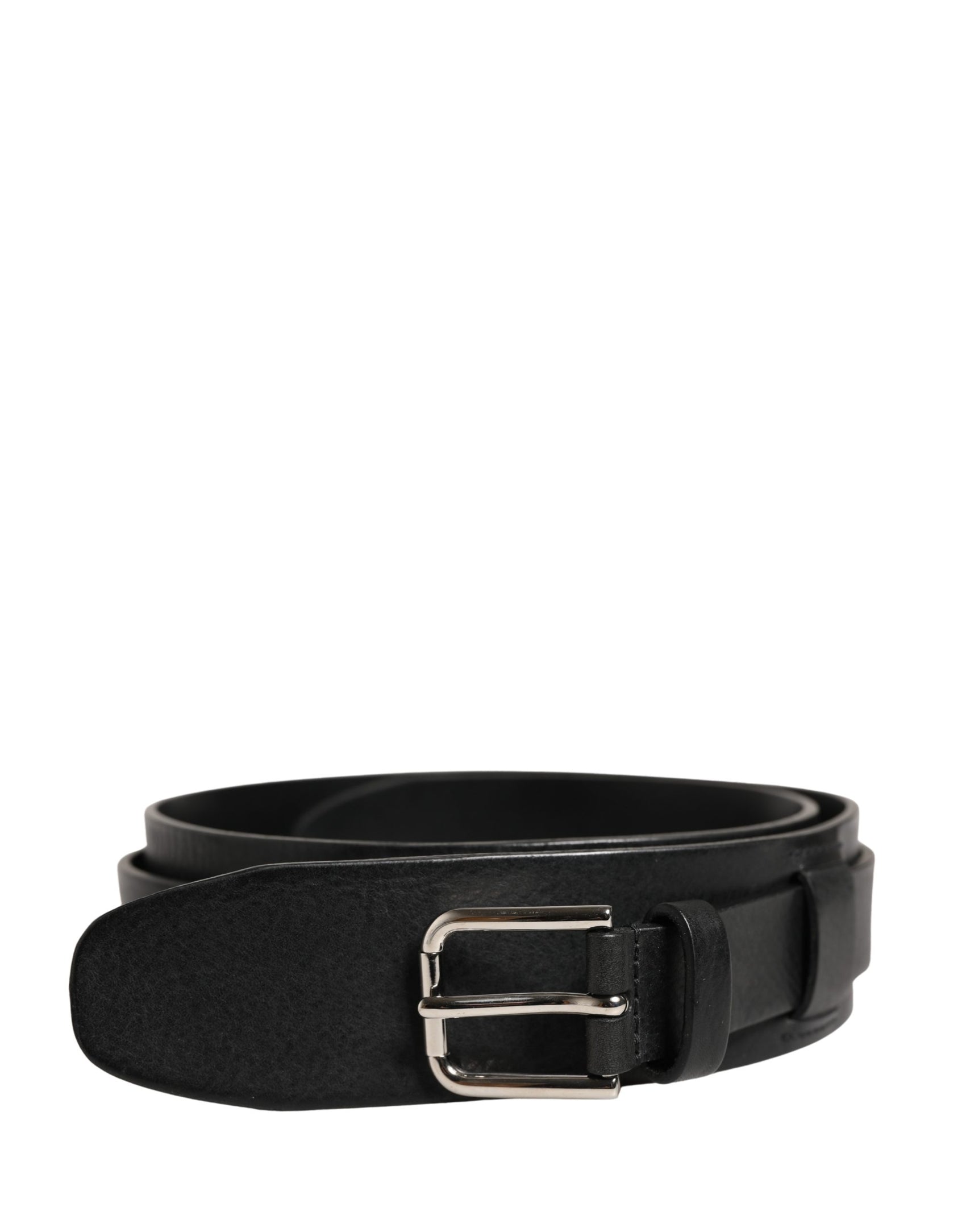 Dolce & Gabbana Men Black Classic Leather Metal Buckle Belt