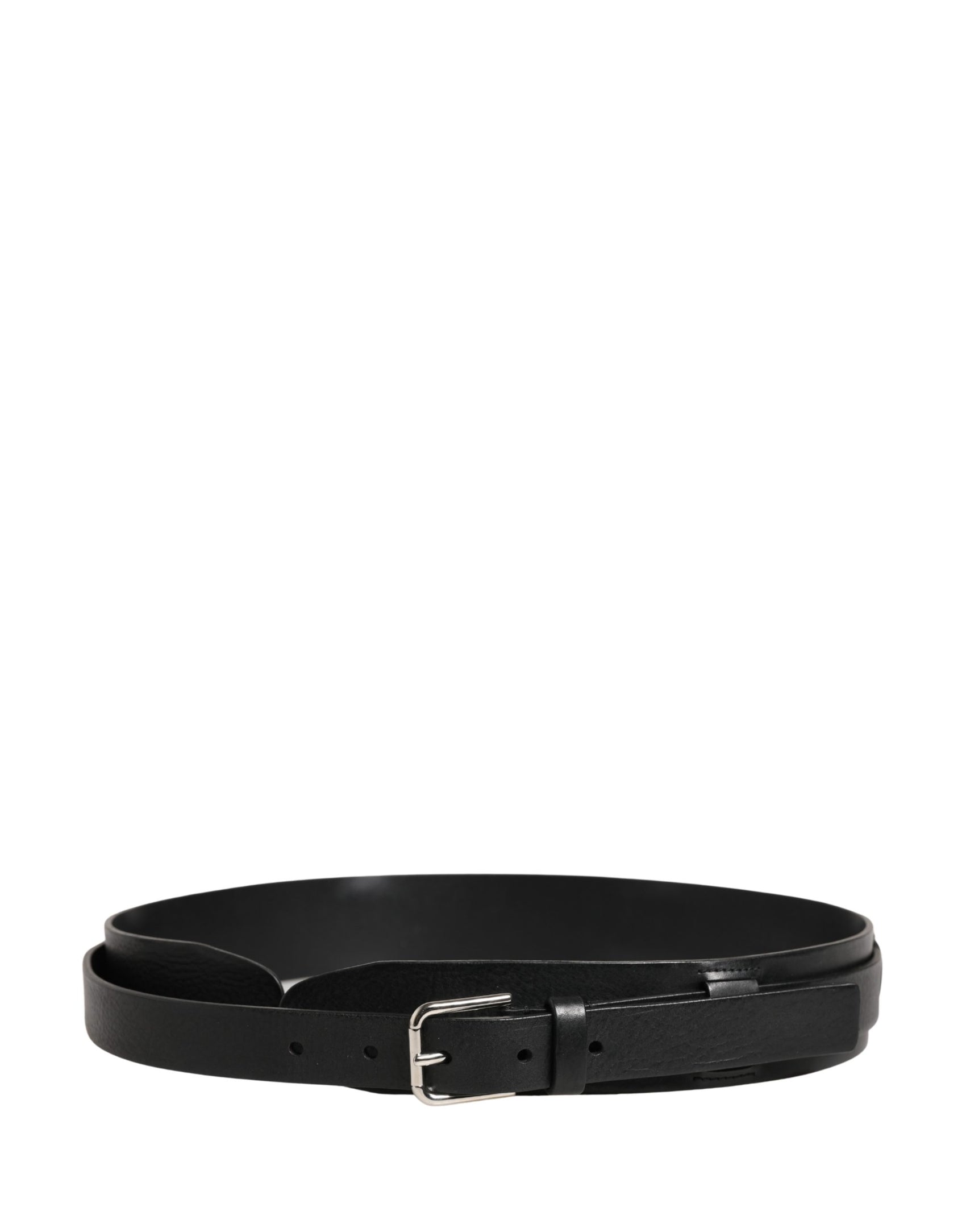 Dolce & Gabbana Men Black Classic Leather Metal Buckle Belt