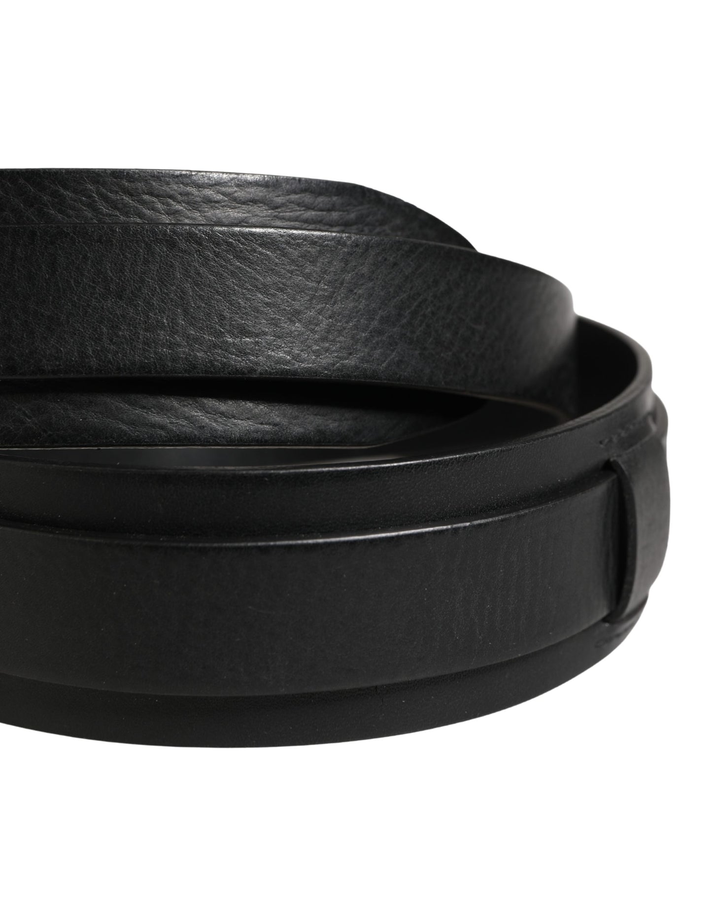 Dolce & Gabbana Men Black Classic Leather Metal Buckle Belt