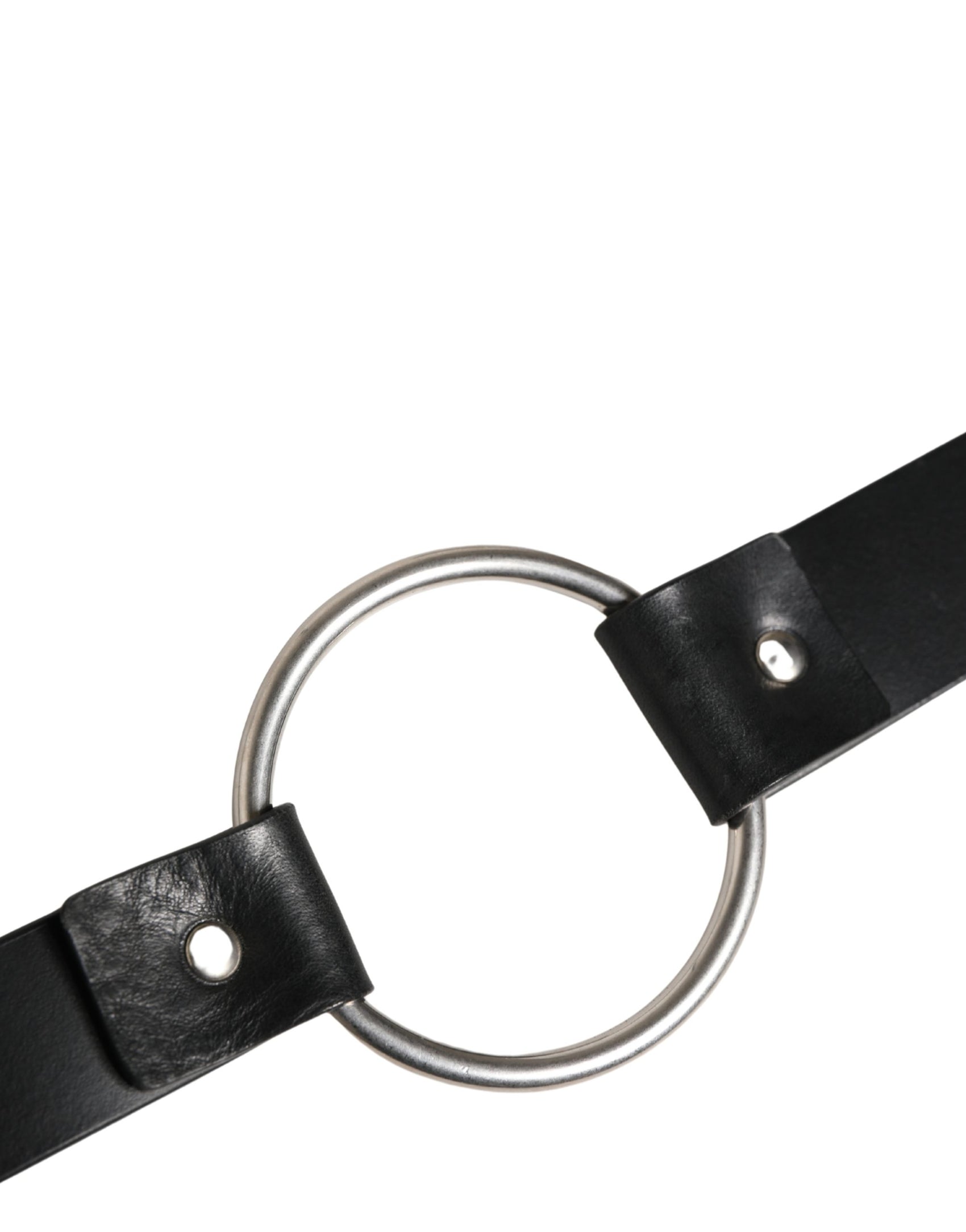 Dolce & Gabbana Black Double Strap Leather Silver Buckle Belt