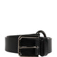 Dolce & Gabbana Men Black Calfskin Leather Metal Buckle Belt