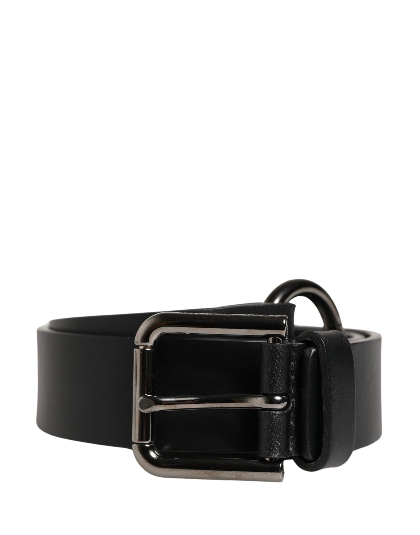 Dolce & Gabbana Men Black Calfskin Leather Metal Buckle Belt