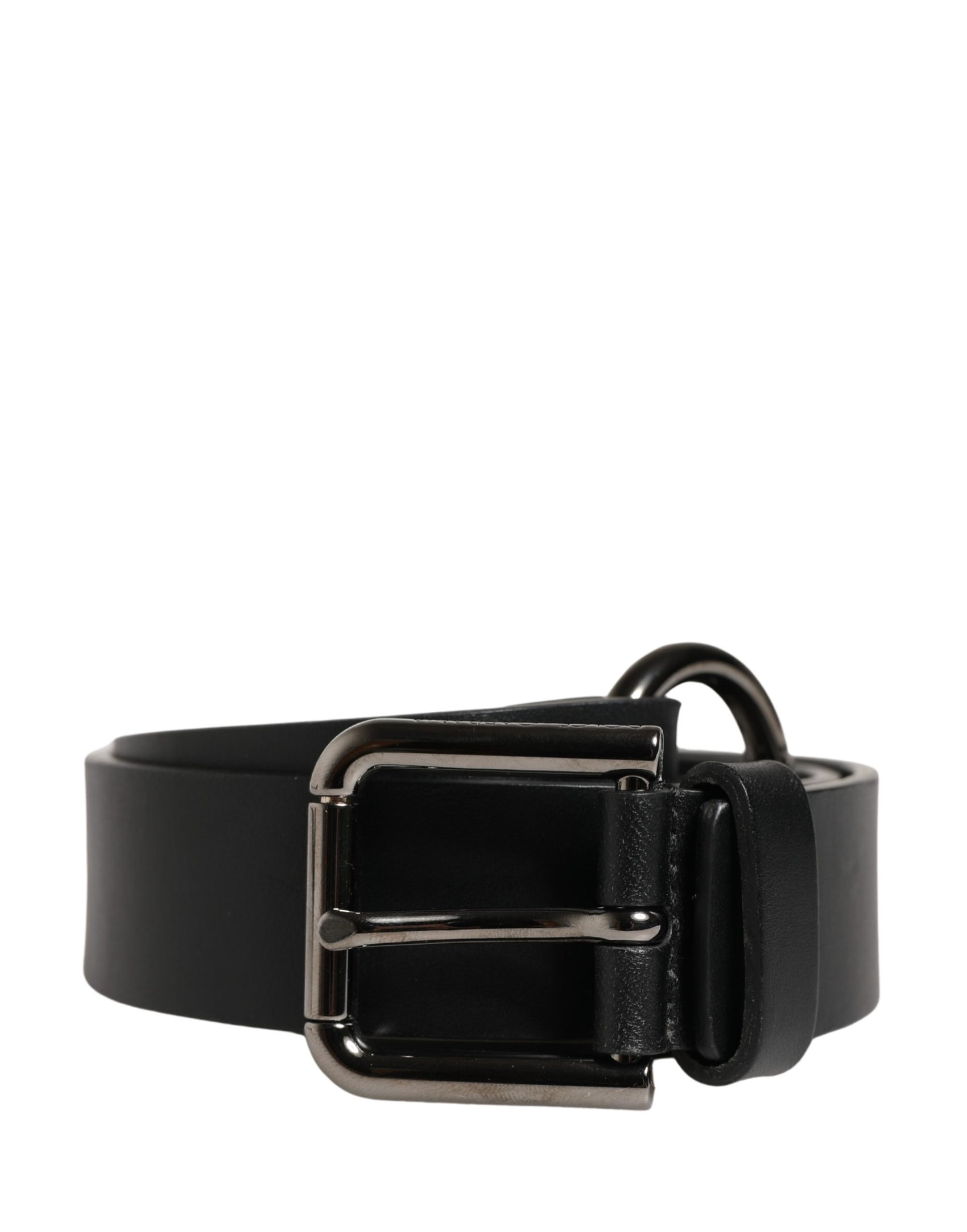 Dolce & Gabbana Men Black Calfskin Leather Metal Buckle Belt