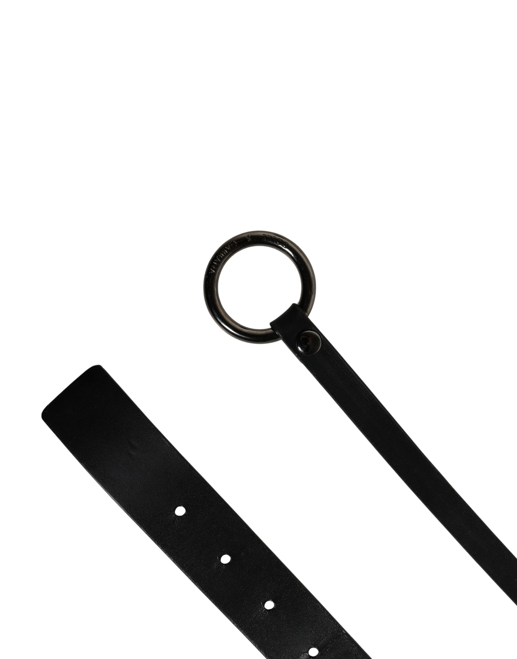 Dolce & Gabbana Men Black Calfskin Leather Metal Buckle Belt