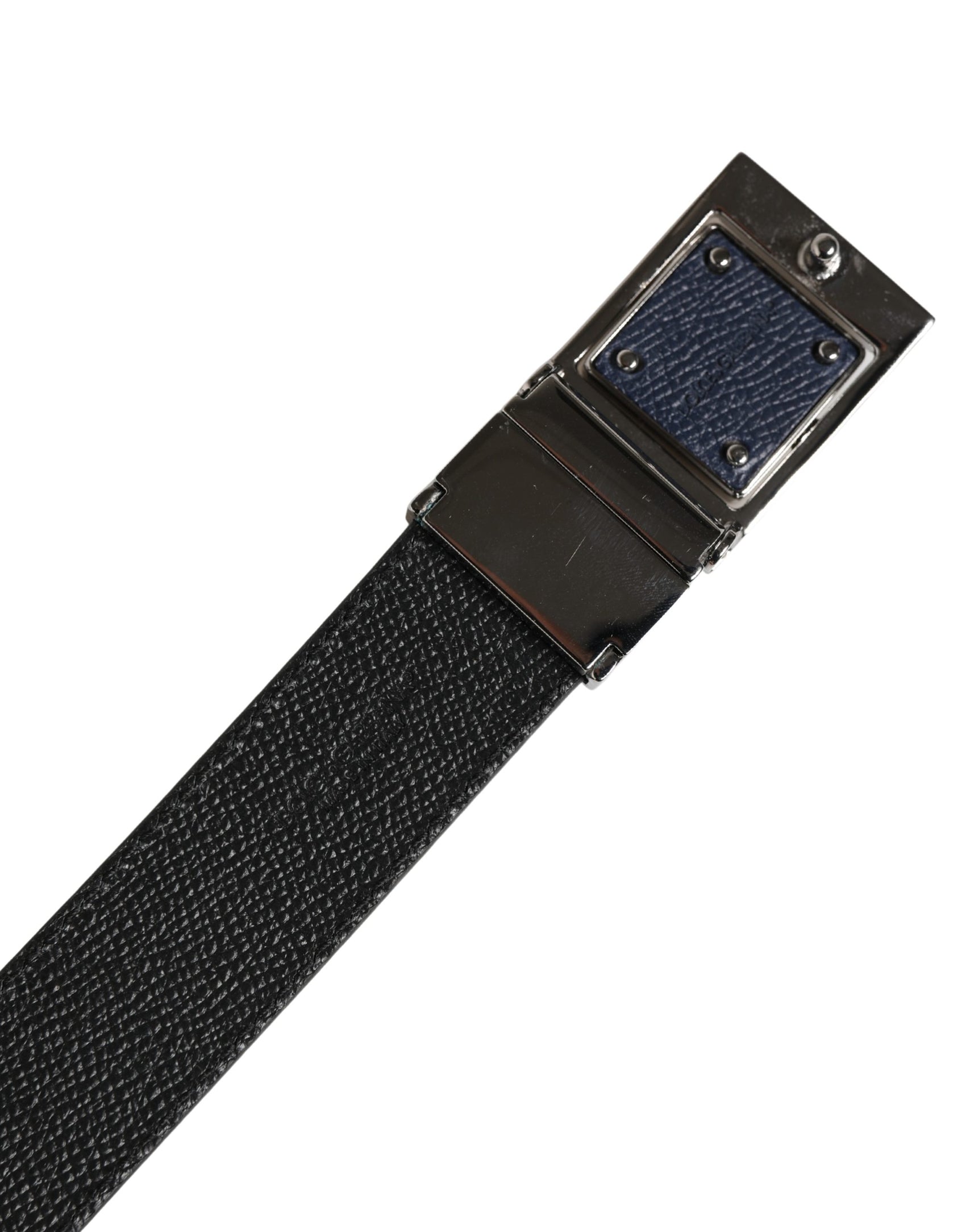 Dolce & Gabbana Men Blue Calfskin Leather Square Buckle Belt