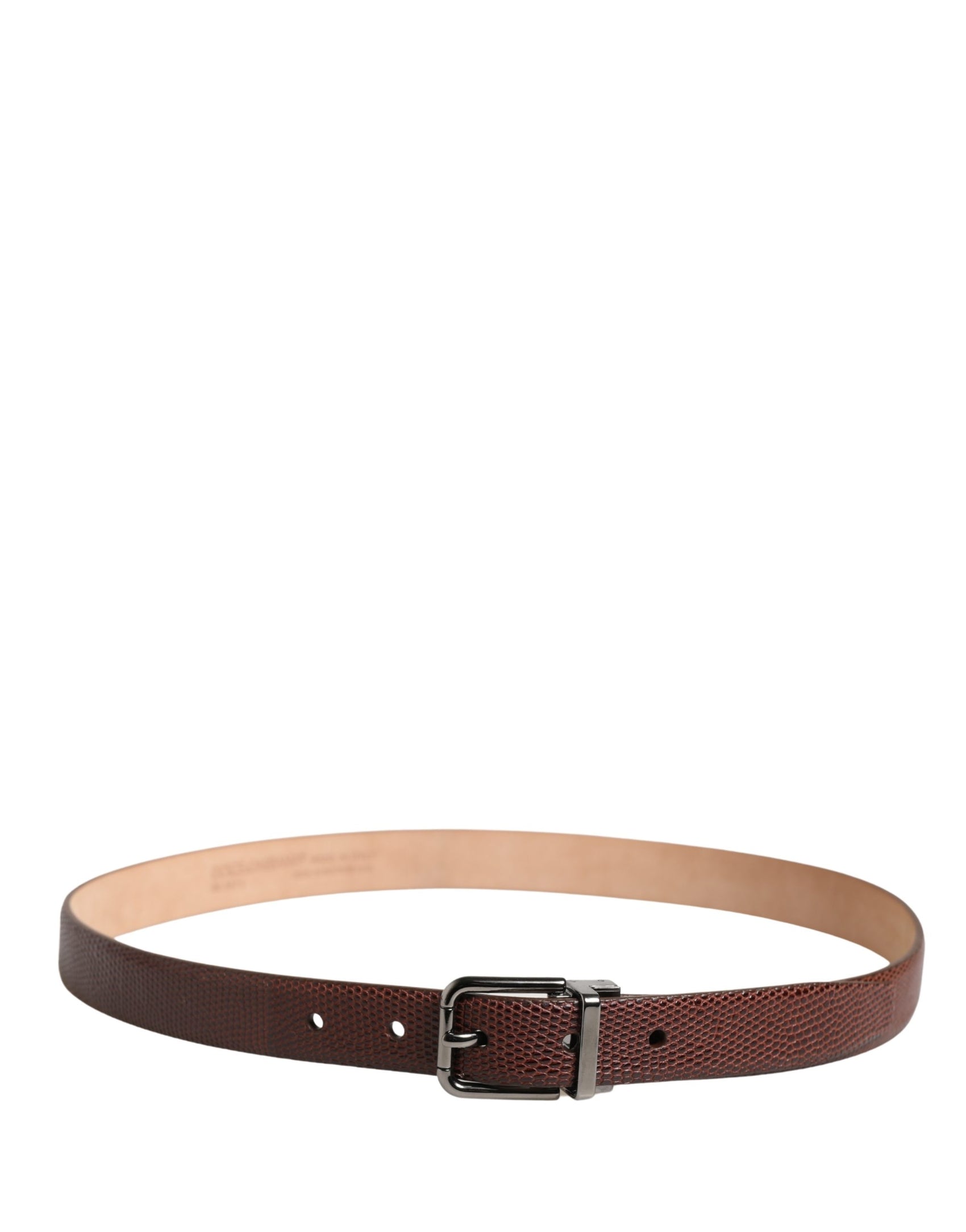 Dolce & Gabbana Men Brown Goatskin Leather Metal Buckle Belt
