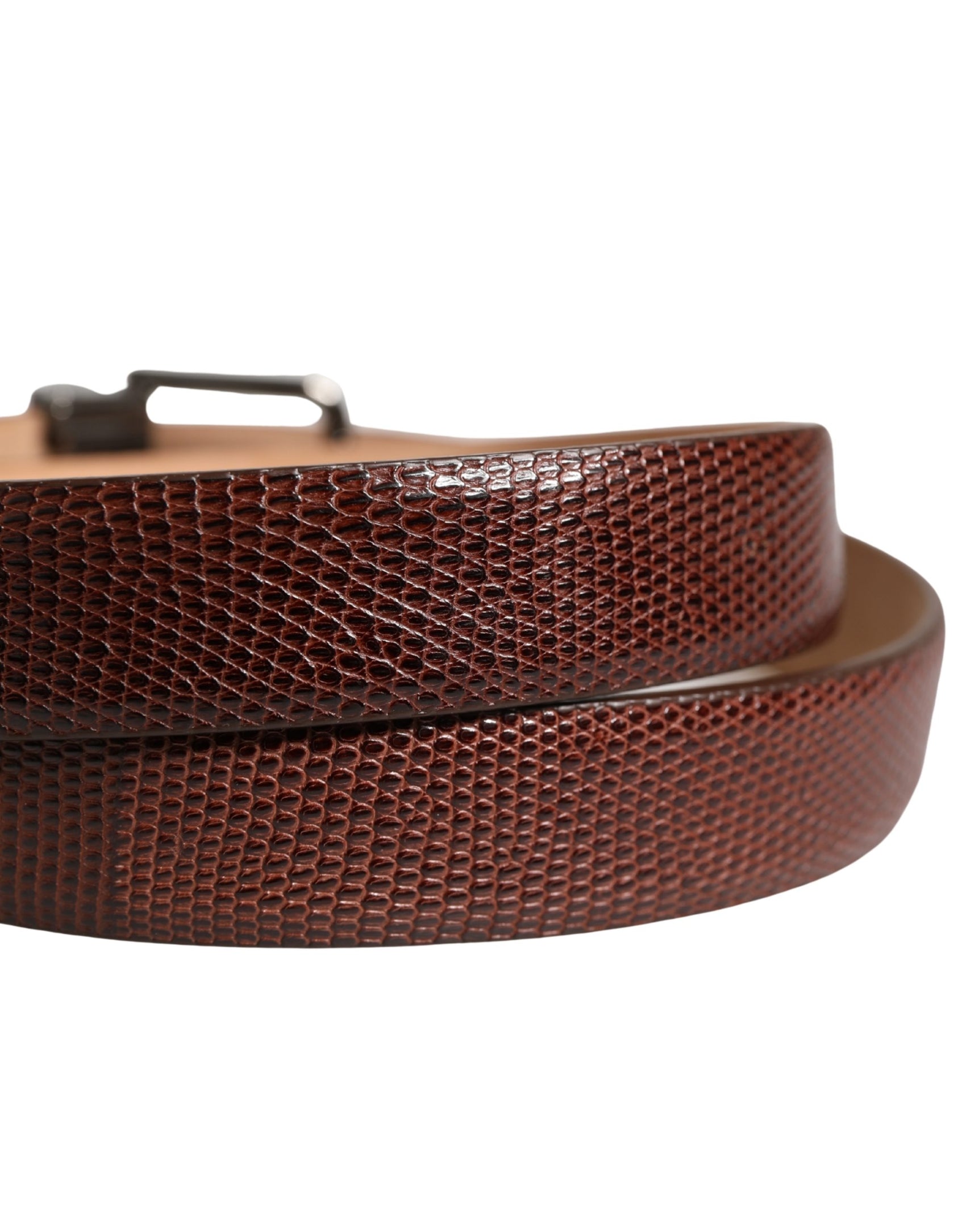 Dolce & Gabbana Men Brown Goatskin Leather Metal Buckle Belt