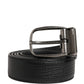Dolce & Gabbana Men Black Classic Leather Metal Buckle Belt