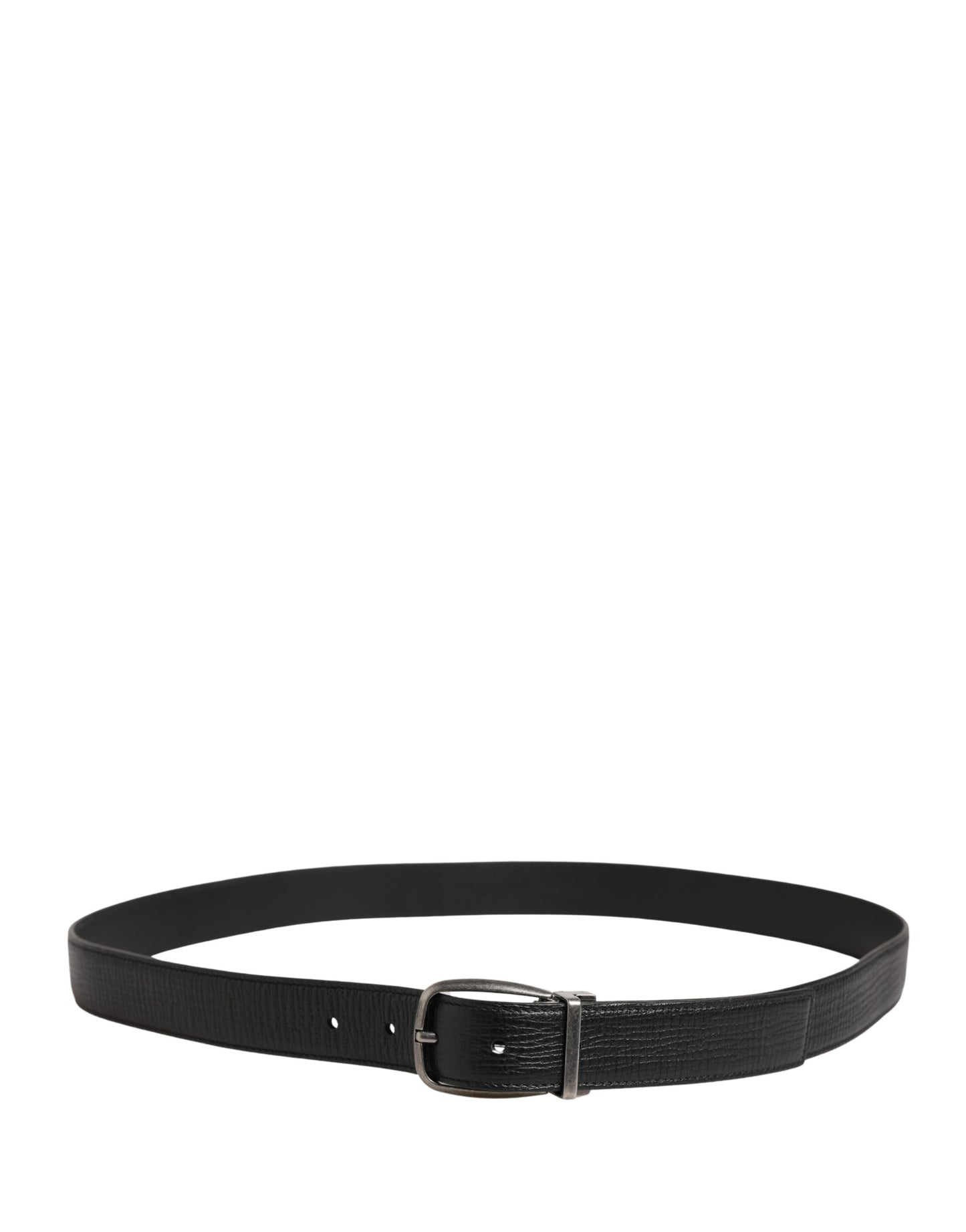 Dolce & Gabbana Men Black Classic Leather Metal Buckle Belt